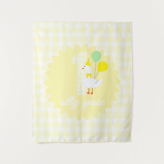 Tenture Une drôle d'oie Gingham 1er anniversaire (Devant)