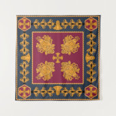Tenture Une écharpe avec un motif de têtes d'or de lions e (Devant (Horizontal))