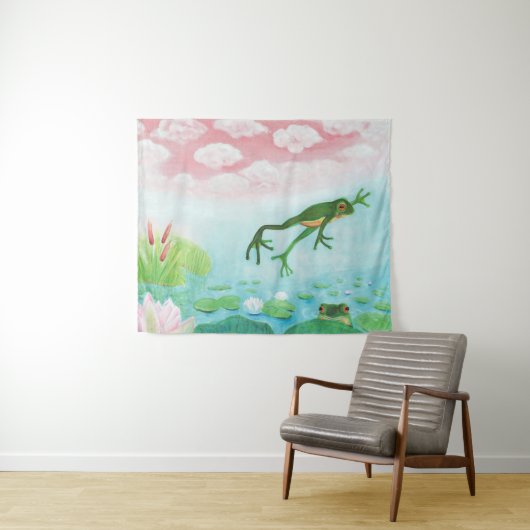 Tenture Une Grenouille S'Enfonce Dans L'Étang Illustration (En situation (horizontale))