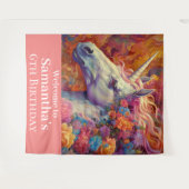 Tenture Une impressionnante licorne cadre d'anniversaire (Devant (Horizontal))