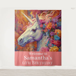 Tenture Une impressionnante licorne cadre d'anniversaire