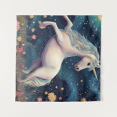 Tenture Une licorne dans la nuit étoilée (Devant (Horizontal))