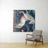 Tenture Une licorne dans la nuit étoilée (En situation (horizontale))