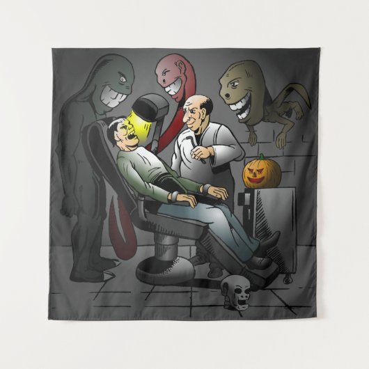 Tenture Une nuit d'Halloween chez le dentiste (Devant)