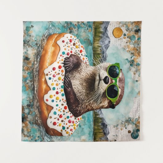 Tenture Une Otter en vacances dans une beigne flottante (Devant (Horizontal))