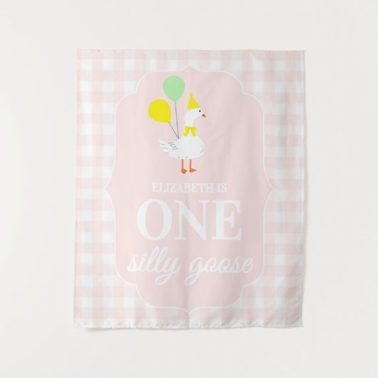 Tenture Une Silly Goose Gingham 1er Anniversaire (Devant)