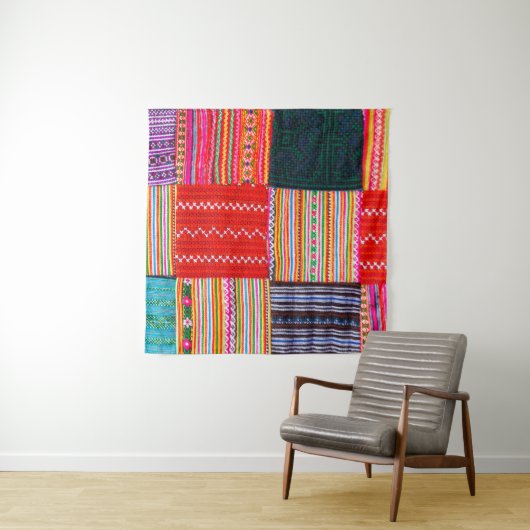 Tenture une surface composée en Patchwork de style asiatiq (En situation)