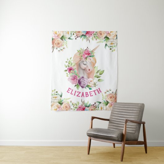 Tenture Unicorn Floral (En situation)