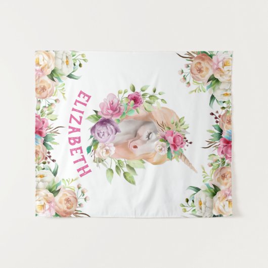 Tenture Unicorn Floral (Devant (Horizontal))