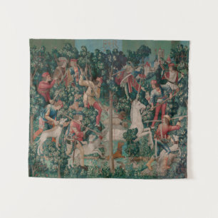 Tenture Unicorn Hunt Medieval Art - Unicorn attaquée