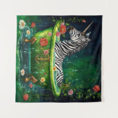 Tenture Unicorn Zebra dans une baignoire (Devant (Horizontal))