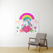 Tenture Unicorne arc-en-ciel avec étoiles (En situation)