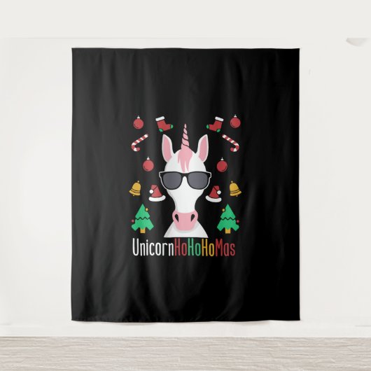 Tenture Unicorne de Noël (Devant)
