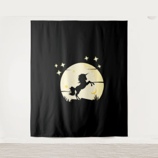 Tenture Unicorne Devant La Lune