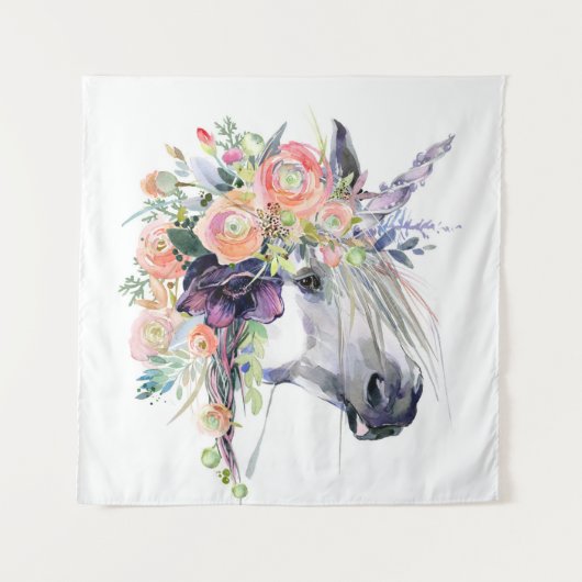 Tenture Unicorne en fleurs (Devant)