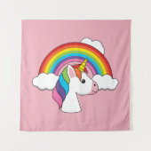 Tenture Unicorne et arc-en-ciel avec nuages Kawaii (Devant)
