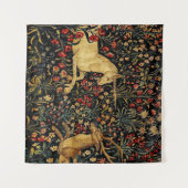 Tenture Unicorne médiévale Midnight Floral Garden (Devant (Horizontal))