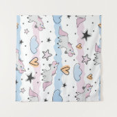 Tenture Unicorns and stars pattern (Devant (Horizontal))