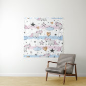Tenture Unicorns and stars pattern (En situation)