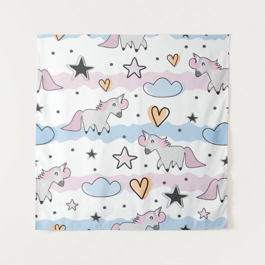 Tenture Unicorns and stars pattern (Devant)