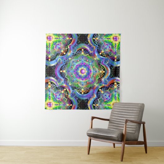 Tenture Univers Mandala Couleurs Psychédéliques (En situation (horizontale))