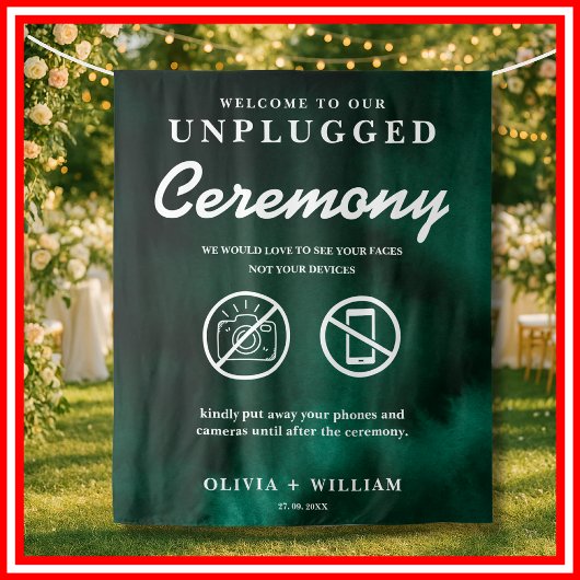 Tenture Unplugged Ceremony Emerald Green Backdrop
