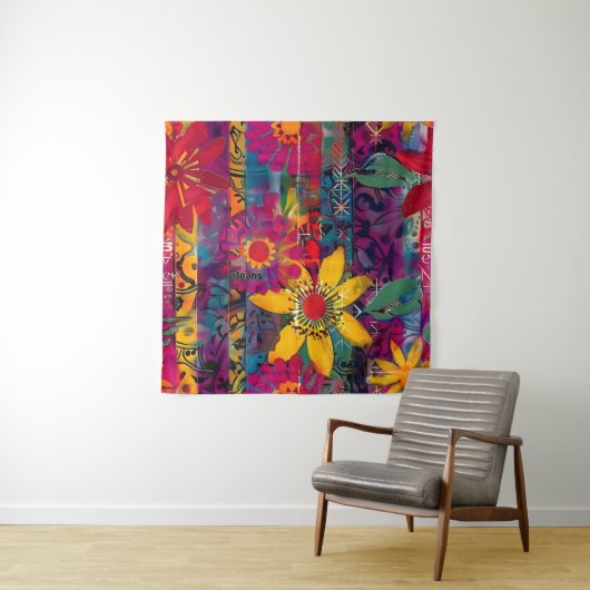 Tenture Urban Bloom Affiche Explosion de Fleurs Graffiti (En situation)