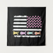 Tenture US American Flag with Bunny for Easter Day (Devant (Horizontal))