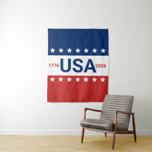 Tenture USA 1776 2026 250e anniversaire Rouge Blanc Bleu