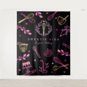 Tenture Ustensiles de cuisine et de pâtisserie Black, Pink (Devant)