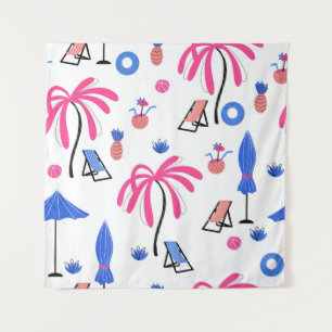 Tenture Vacances d'été : Palm Trees Ananas Motif