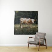 Tenture VACHE CHAINÉE Brown ET BLANCHE (En situation)