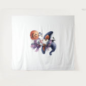 Tenture Vache d'Halloween à l'automne (Devant (Horizontal))