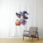 Tenture Vache d'Halloween à l'automne (En situation)