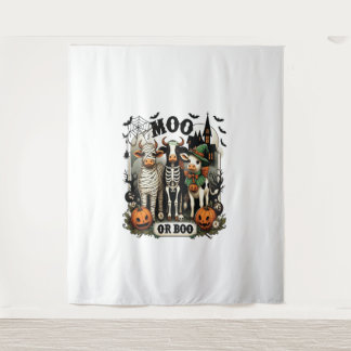 Tenture Vache d'Halloween Moo ou Boo