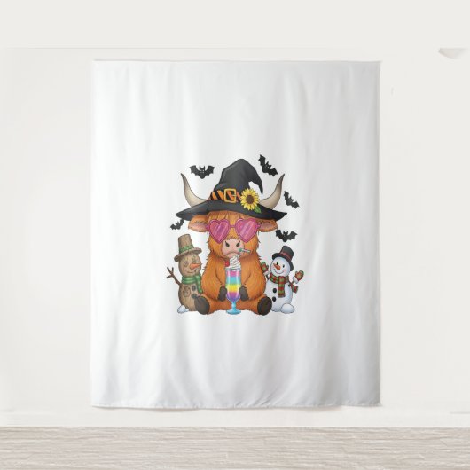 Tenture Vache Halloween Highland (2) (Devant)