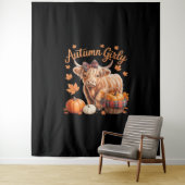 Tenture Vache Highland Chute Automne Fille Thanksgiving C (En situation)