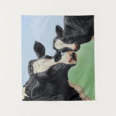 Tenture Vache Holstein noire et veau mignon (Devant)