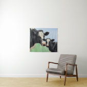 Tenture Vache Holstein noire et veau mignon (En situation (horizontale))