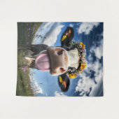 Tenture Vache joyeuse en fleur (Devant (Horizontal))