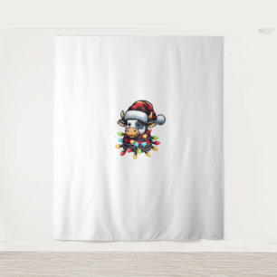 Tenture Vache Noël Père Noël Buffalo Plaid Noël Vache Love