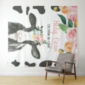 Tenture Vache Sainte Je Suis Une Fleur Fleurie Rose Gingha (En situation (horizontale))