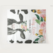 Tenture Vache Sainte Je Suis Une Fleur Fleurie Rose Gingha (Devant (Horizontal))