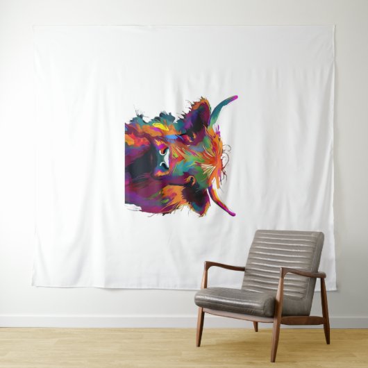 Tenture Vache, vache, vache, art de la vache des hautes te (En situation (horizontale))