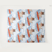 Tenture Vague à cheval heureux chien de carlin sur la plan (Devant (Horizontal))