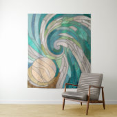 Tenture Vague et lune de mosaïque (En situation)