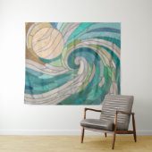 Tenture Vague et lune de mosaïque (En situation (horizontale))