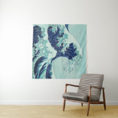 Tenture Vagues bleues Hokusai (En situation (horizontale))