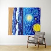 Tenture Vagues de plage Starry Moon (En situation (horizontale))