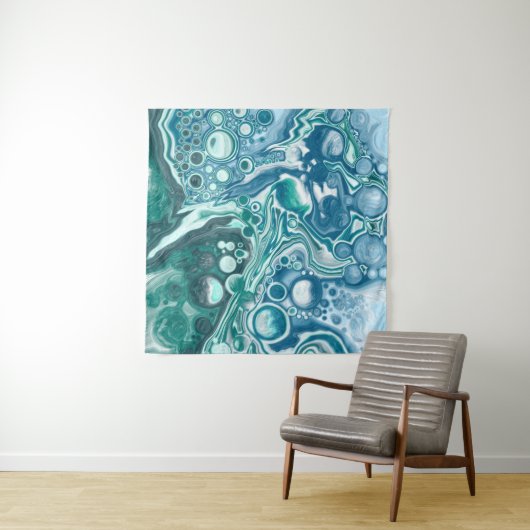 Tenture Vagues d'eau turquoise turquoise et bleue (En situation (horizontale))